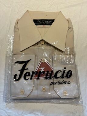 Ferreccio Beige Men's Dress Shirt - Classic Point Collar
